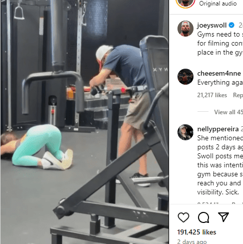 Joey Swoll Roasts Only Fans creator making videos in Public Gym - Texas