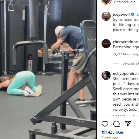 Joey Swoll Roasts Only Fans creator making videos in Public Gym - Texas